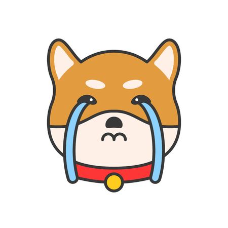 shiba inu emoticon, filled outline design vector illustrationのイラスト素材