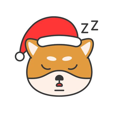 shiba inu emoticon, filled outline design vector illustrationのイラスト素材