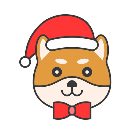 shiba inu emoticon, filled outline design vector illustrationのイラスト素材