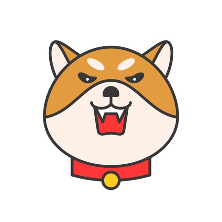 shiba inu emoticon, filled outline design vector illustrationのイラスト素材