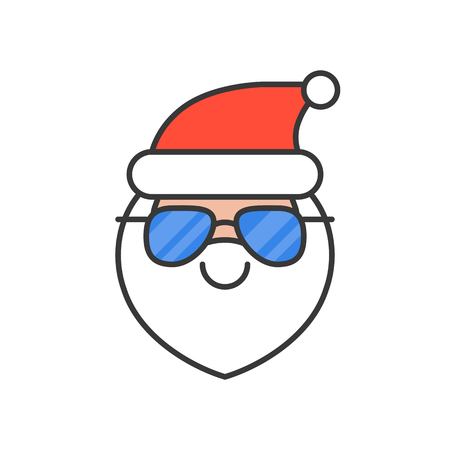 Cute Santa Claus emoticon, filled outline design vector illustrationのイラスト素材