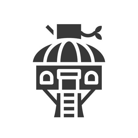 Treehouse vector icon, amusement park related solid designのイラスト素材