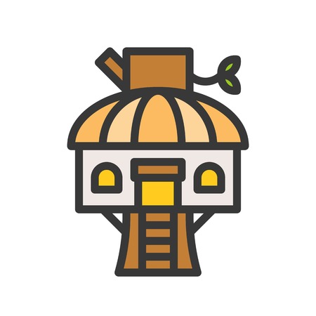 Treehouse vector icon, filled outline design editable strokeのイラスト素材