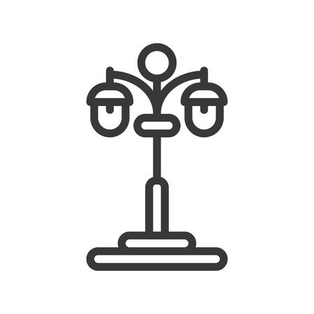 Lantern or lamp vector icon, line design editable strokeのイラスト素材