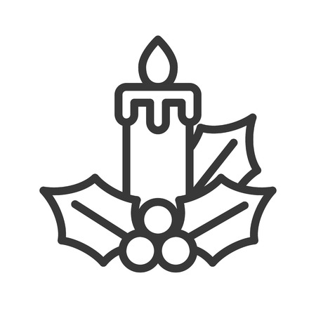 Christmas candle vector, Christmas related line design iconのイラスト素材