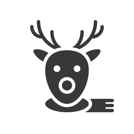 Reindeer face vector, Christmas related solid design iconのイラスト素材