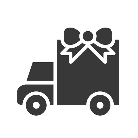 Truck with giftbox vector, Christmas related solid design iconのイラスト素材