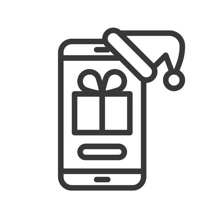 Smartphone vector, Christmas related line design iconのイラスト素材