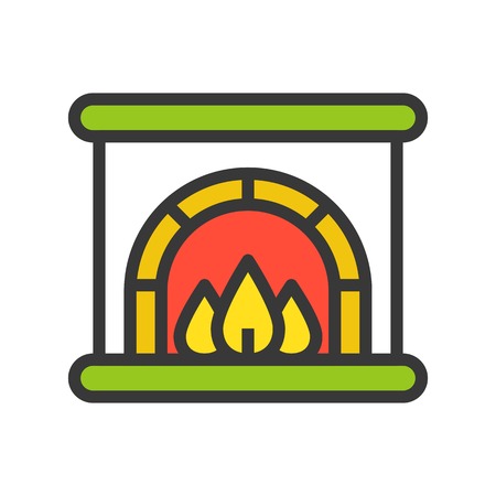 Fireplace vector, Christmas related filled design icon, editable outlineのイラスト素材