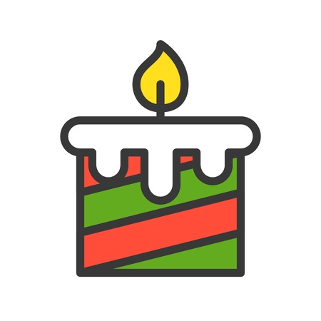 Christmas candle vector, Christmas related filled design icon, editable outlineのイラスト素材
