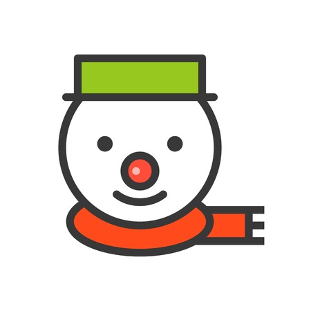 Snowman face vector, Christmas related filled design icon, editable outlineのイラスト素材