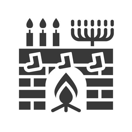 Fireplace vector, Christmas related solid design iconのイラスト素材