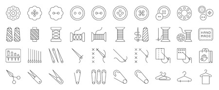 Sewing and handcraft elements icon. editable outlineのイラスト素材