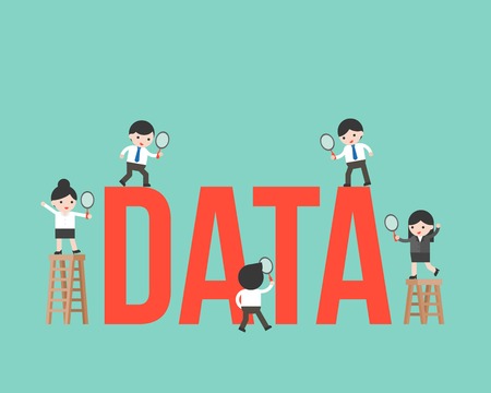Business people with word data, data analysis concept, vector illustrationのイラスト素材