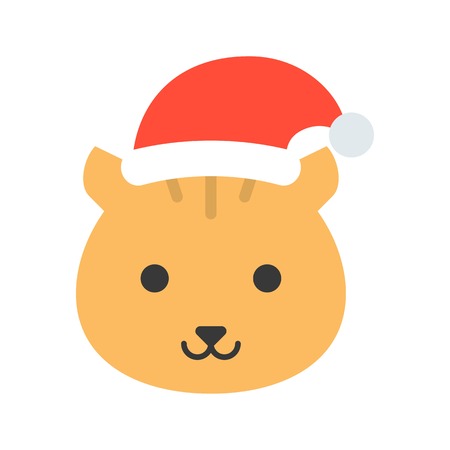 squirrel wearing santa hat, flat icon designのイラスト素材