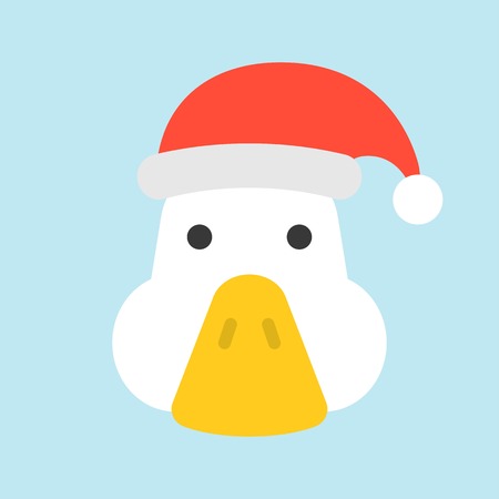 goose wearing santa hat, flat icon designのイラスト素材