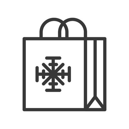 Shopping bag vector illustration, Chirstmas related editable outline iconのイラスト素材