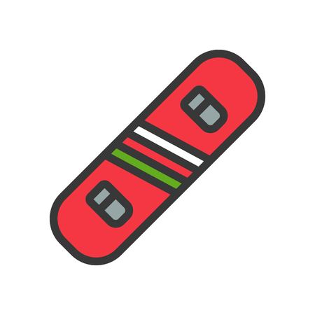 Snowboard vector, Chirstmas related filled design icon editable outlineのイラスト素材