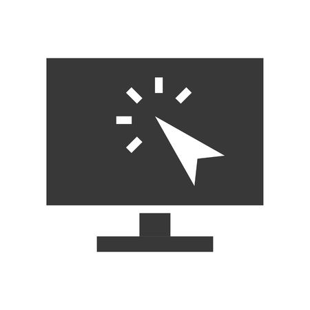 Cursor on monitor vector, Online shopping solid design iconのイラスト素材