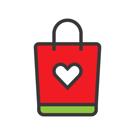 Shopping bag vector, Online shopping filled design icon editable outlineのイラスト素材