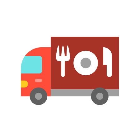 Food truck vector illustration, flat design iconのイラスト素材
