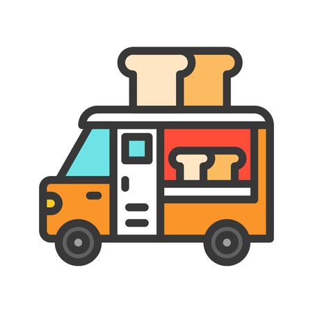 truck vector, Food truck filled design editable stroke iconのイラスト素材