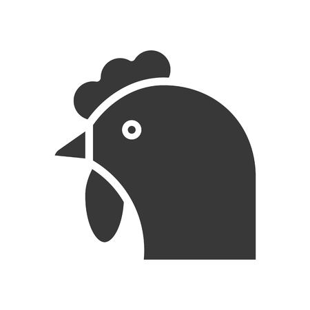 Rooster head vector, Farm animal solid design iconのイラスト素材