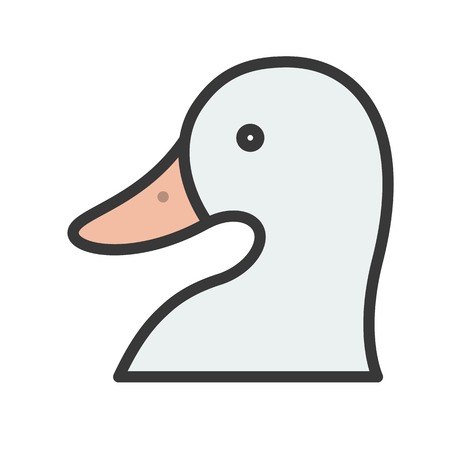 Duck head vector, Farm animal filled design editable stroke iconのイラスト素材