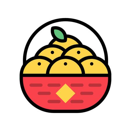 Chinese new year orange vector, Chinese New Year related filled design icon editable strokeのイラスト素材