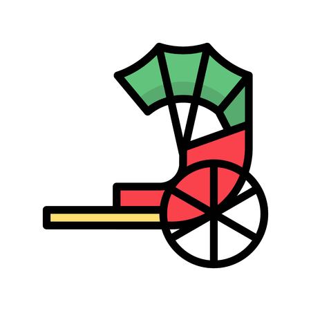 Rickshaw vector, Chinese New Year related filled design icon editable strokeのイラスト素材