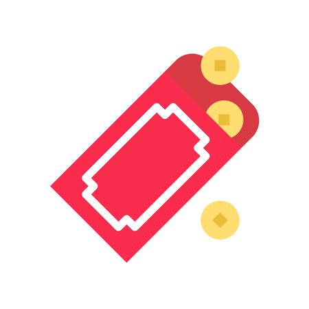 Red envelope vector, Chinese New Year related flat design iconのイラスト素材