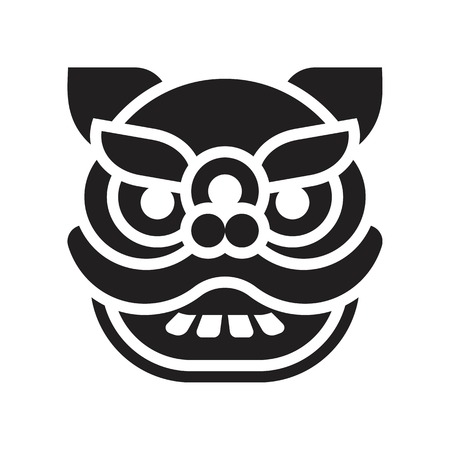 Lion dance head vector, Chinese New Year related solid design iconのイラスト素材