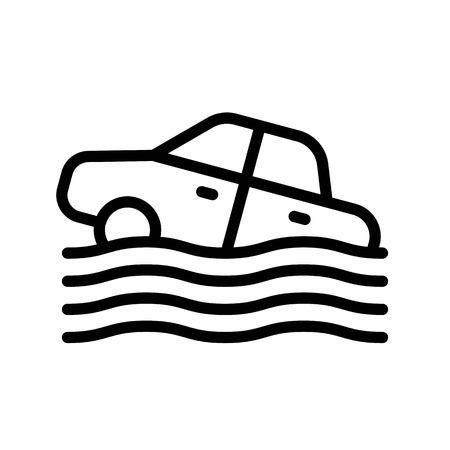 Car accident vector, insurance related line design editable stroke iconのイラスト素材