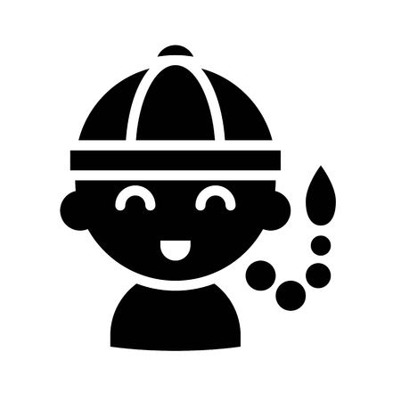 Chinese boy vector, Chinese lunar new year solid style icon のイラスト素材