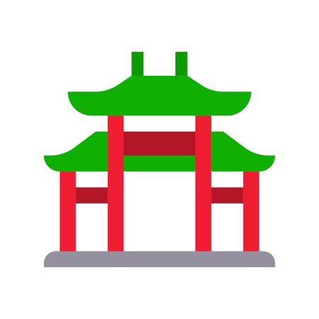Chinese architectural arch vector, Chinese lunar new year flat design iconのイラスト素材