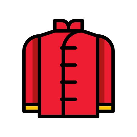 Chinese shirt vector, Chinese lunar new year filled icon, editable outlineのイラスト素材