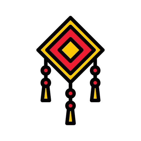 Chinese knot vector, Chinese lunar new year filled icon, editable outlineのイラスト素材
