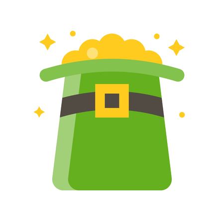 Gold in hat vector, Feast of Saint Patrick flat style iconのイラスト素材