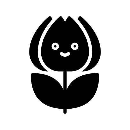 Tulip vector illustration, Isolated Spring season solid iconのイラスト素材