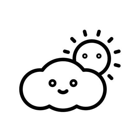 Cloud with sun vector illustration, Isolated Spring season line iconのイラスト素材
