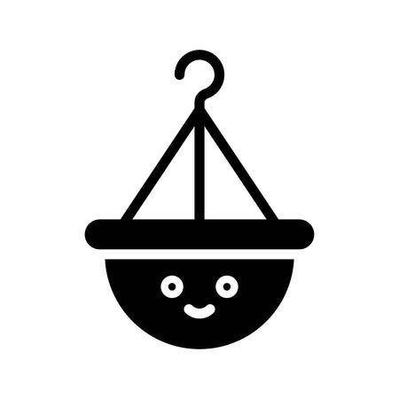 Hanging pot vector illustration, Isolated Spring season solid iconのイラスト素材