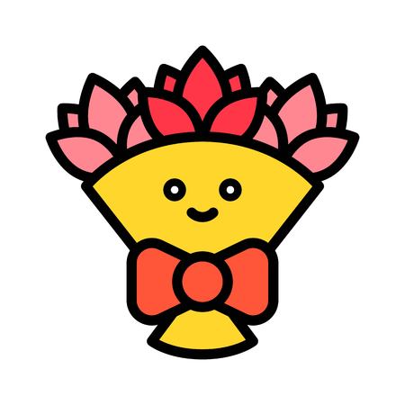 Bouquet vector, Spring season filled style icon editable strokeのイラスト素材