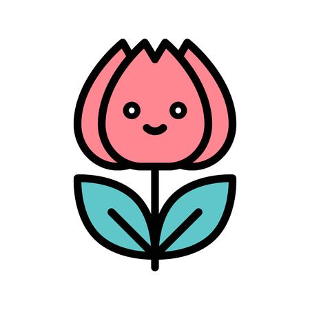 Tulip vector, Spring season filled style icon editable strokeのイラスト素材