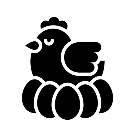 Hen with egg vector, Isolated Easter solid design iconのイラスト素材