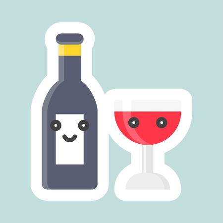 Wine vector, Easter and spring flat sticker iconのイラスト素材