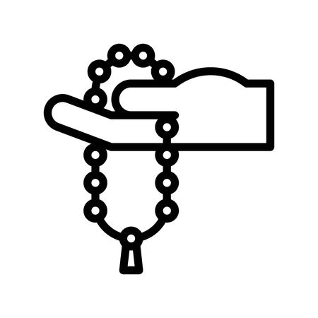 Prayer beads vector illustration, Ramadan related line style iconのイラスト素材