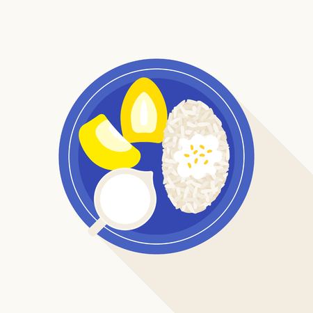 Thai Sticky rice with durian, Khao Niaow Tu rian vectorのイラスト素材