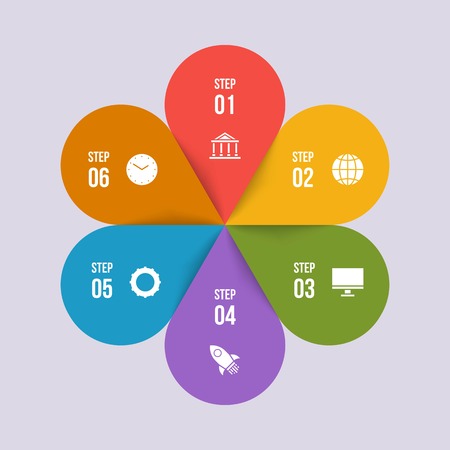 6 steps Circle chart, Circle infographic or Circular diagramのイラスト素材