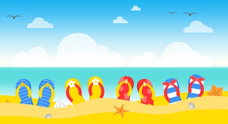 Summer time, Summer beach poster vector illustrationのイラスト素材