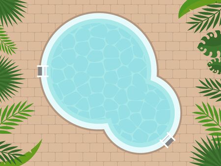 Summer Holiday, Top view Swimming pool vector illustrationのイラスト素材